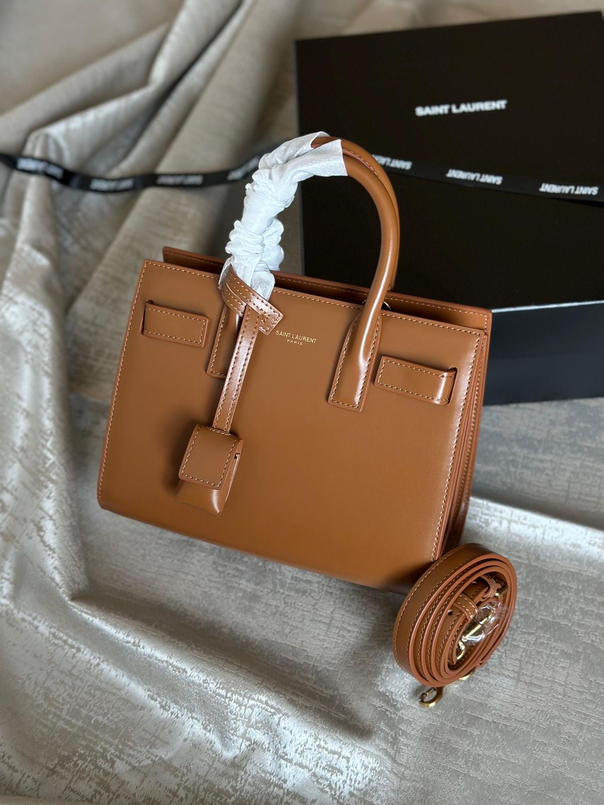 YSL Nano Tote Bag Patent Leather with Brand Box