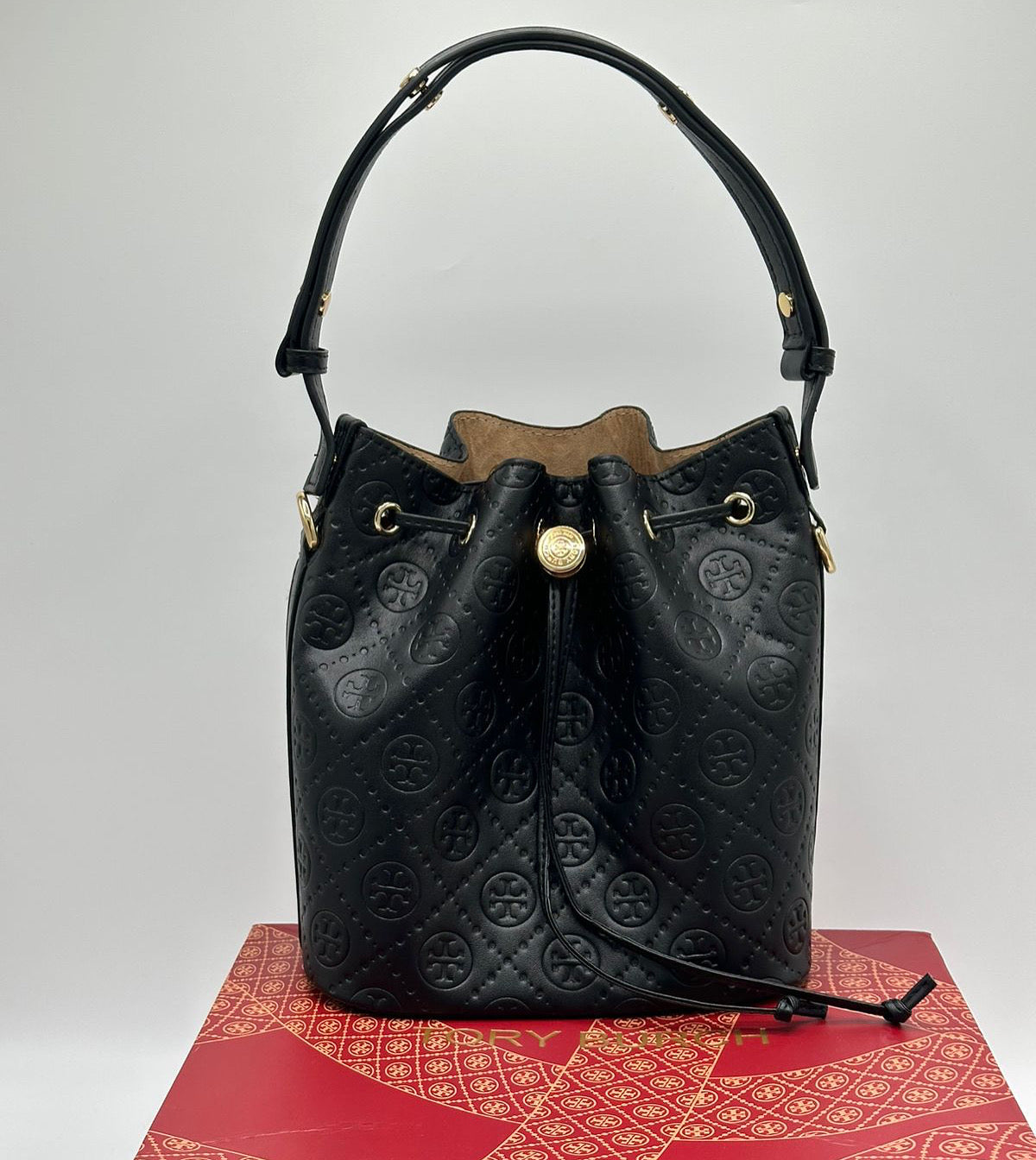 Tory Burch Leather Bucket Bag with Brand Box