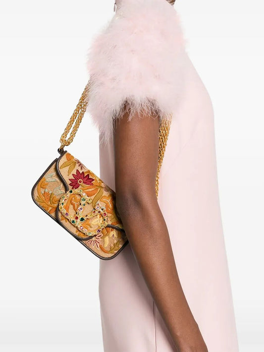 Valentino Garavani Vain Floral Embroidered Shoulder Bag with Box