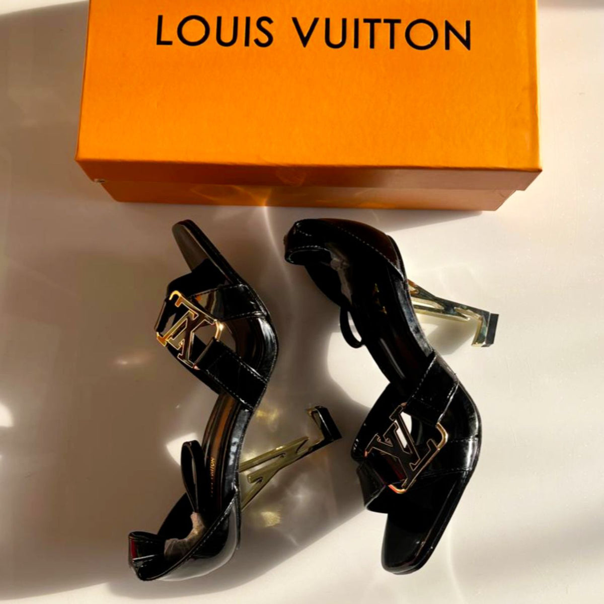 Louis Vuitton LV Twist Heel Sandals | Black Patent Leather