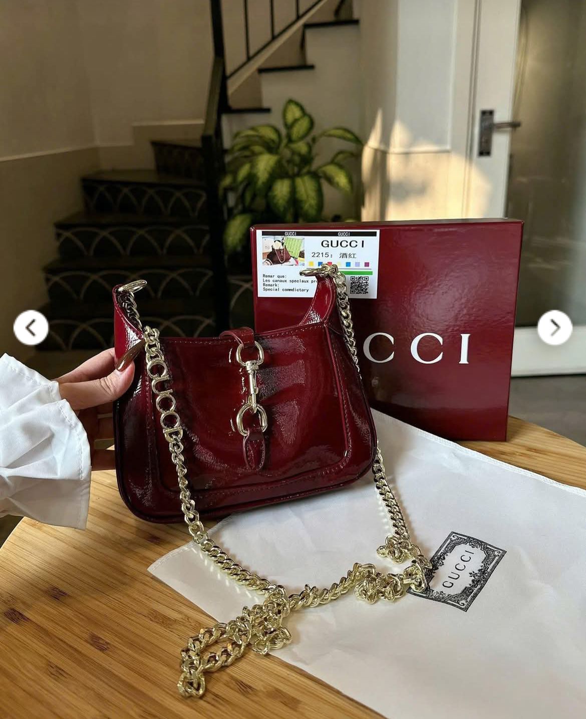 Gucci Jackie Notte Mini Patent Leather Shoulder Bag with Box