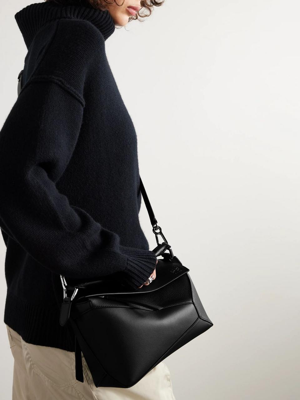 Loewe Puzzle Edge Medium Top-Handle Bag in Soft Grained Leather with Box