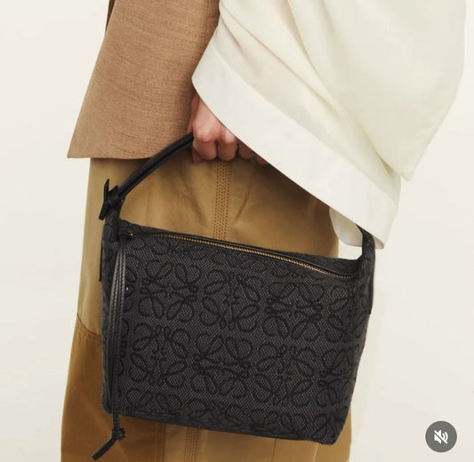 Loewe Small Cubi Anagram Jacquard Canvas Shoulder Bag with Box