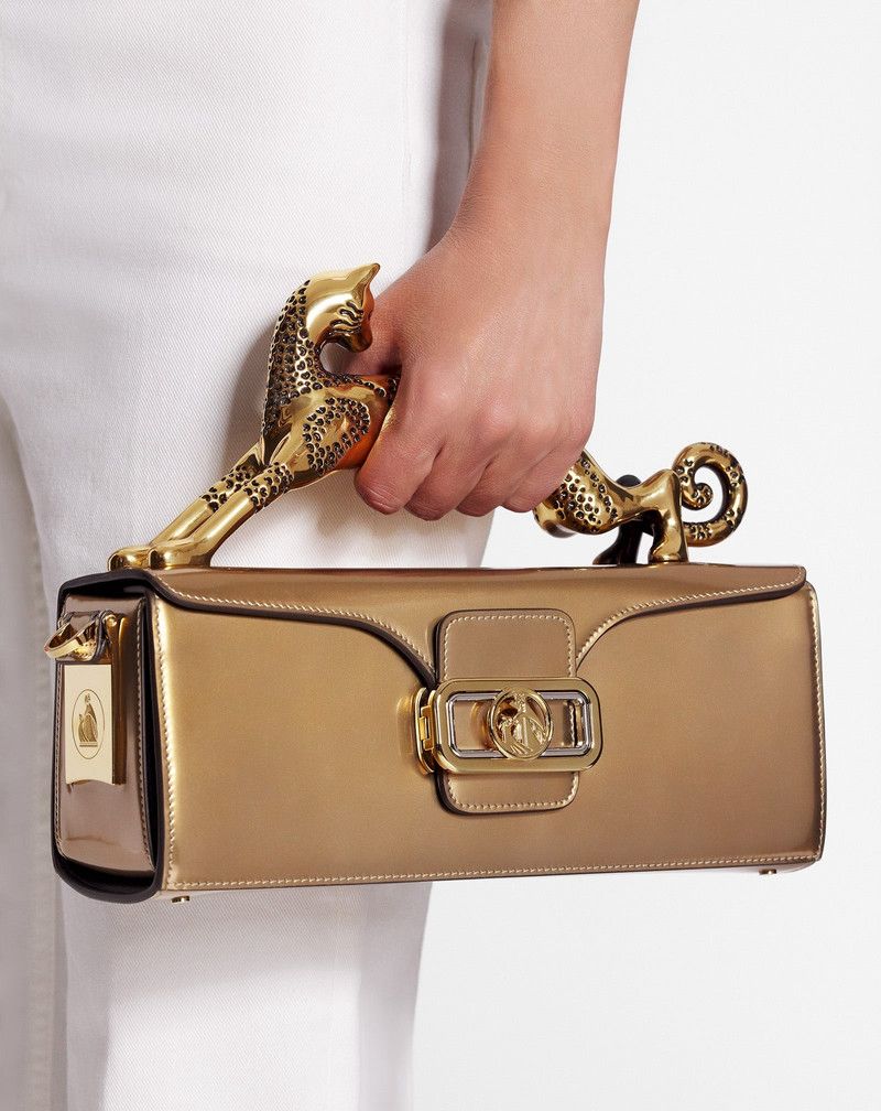 LANVIN | Pencil Cat Bag in Shiny Leather & Rhinestones with Box