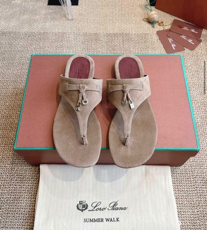 Loro Piana Summer Charms Walk Sued Thong Sandals