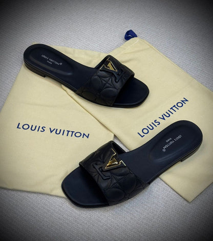 LV Quilted Leather Slides with Brand Box