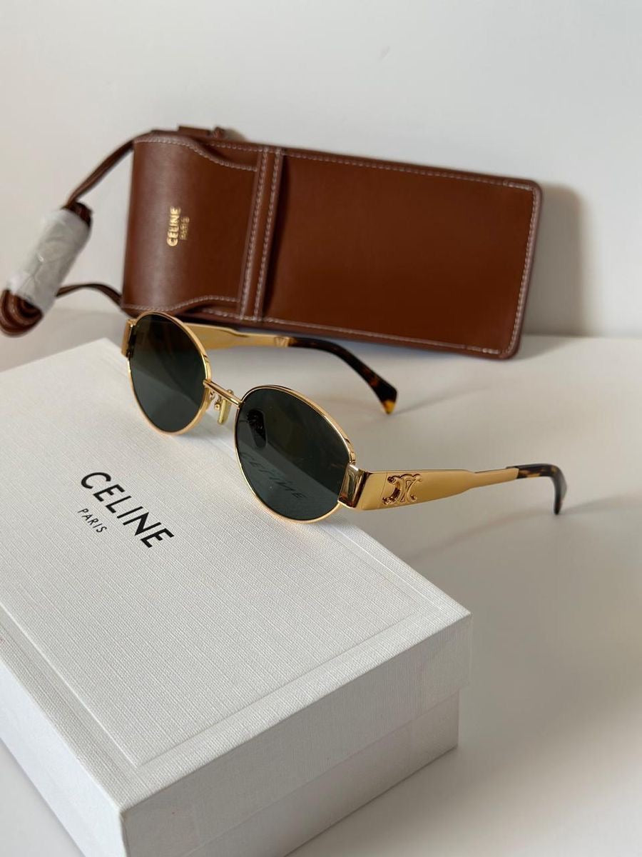 Imported CELINE sunglasses gold frame with Box