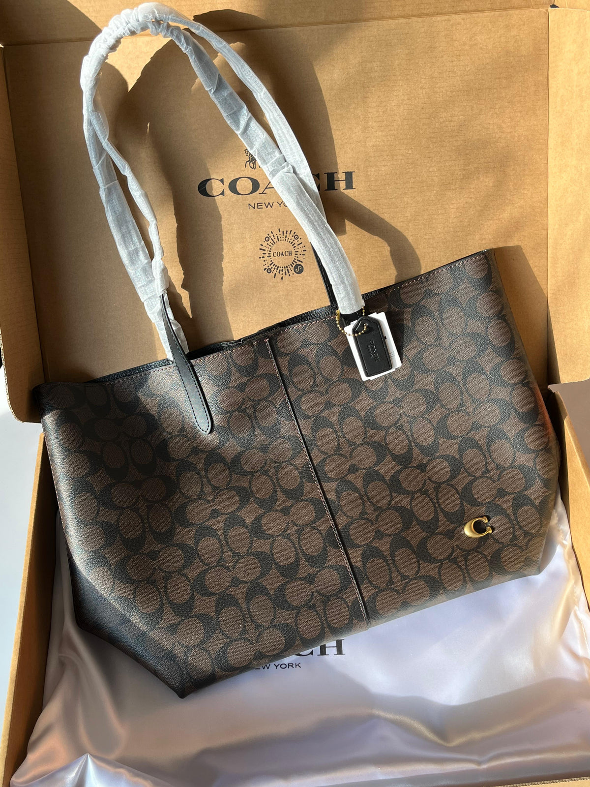 COACH Signature City Tote Bag with Box