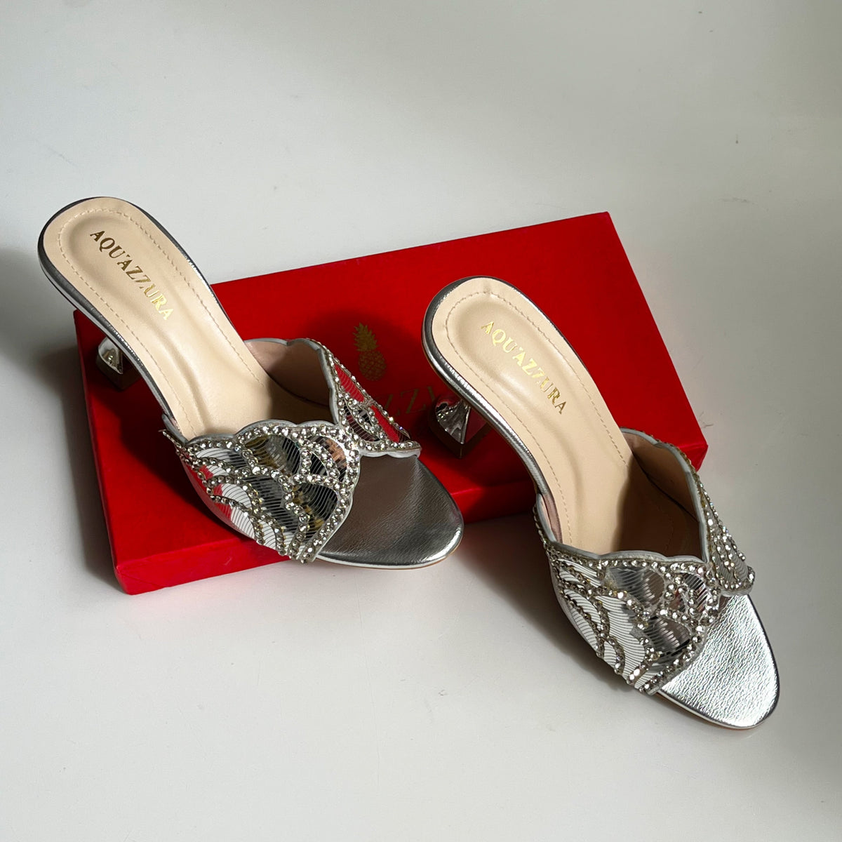 Aquazzura Crystal Heeled Mules