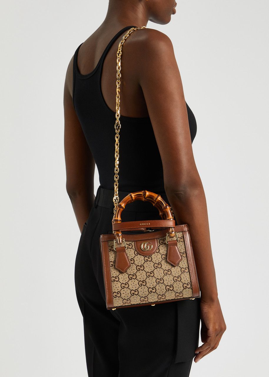 Gucci Diana crystals small tote bag with Box