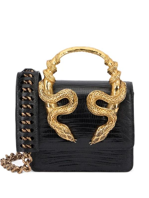 Roberto Cavalli Snake Embellished Handbag with Box