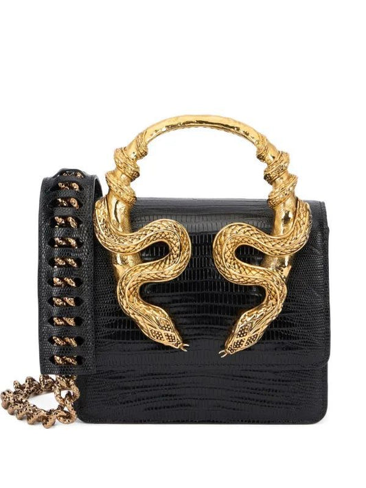 Roberto Cavalli Snake Embellished Handbag with Box