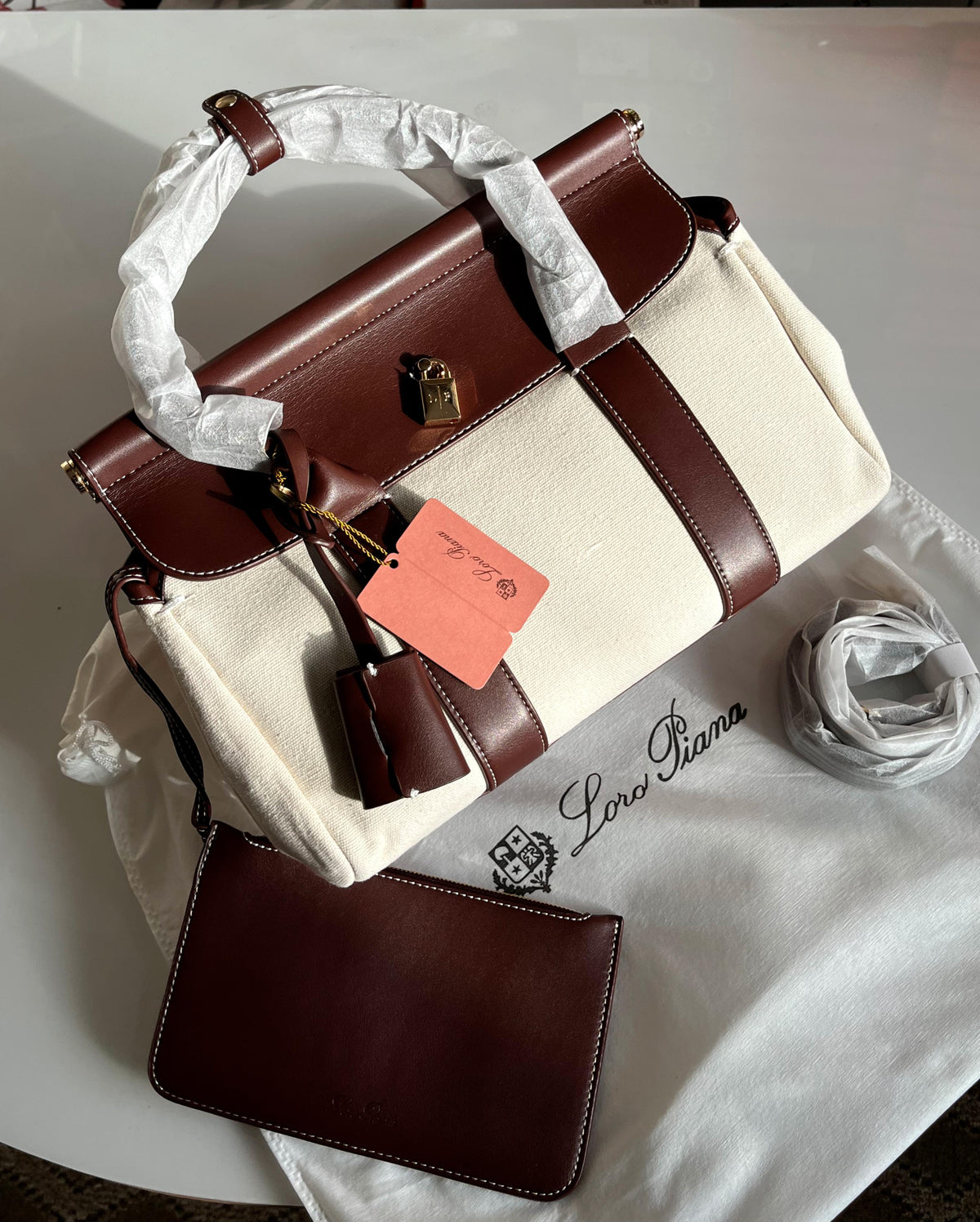 Loro Piana Loom Bag L32 in Grained Calfskin with Box