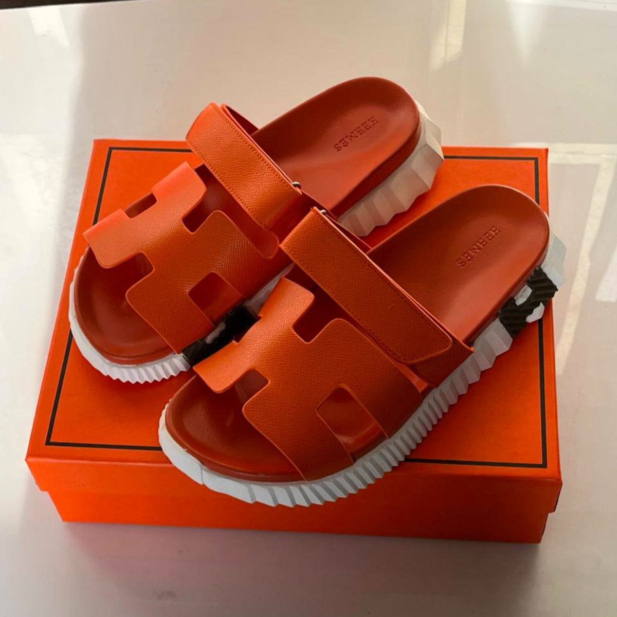 Hermès Infra Sandals – Black Calfskin Leather