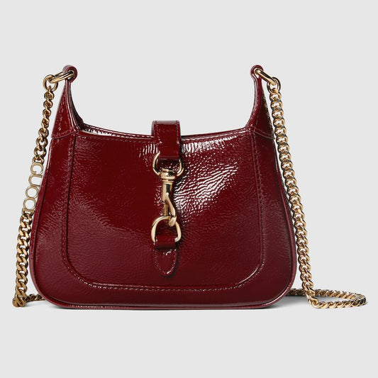 Gucci Jackie Notte Mini Patent Leather Shoulder Bag with Box