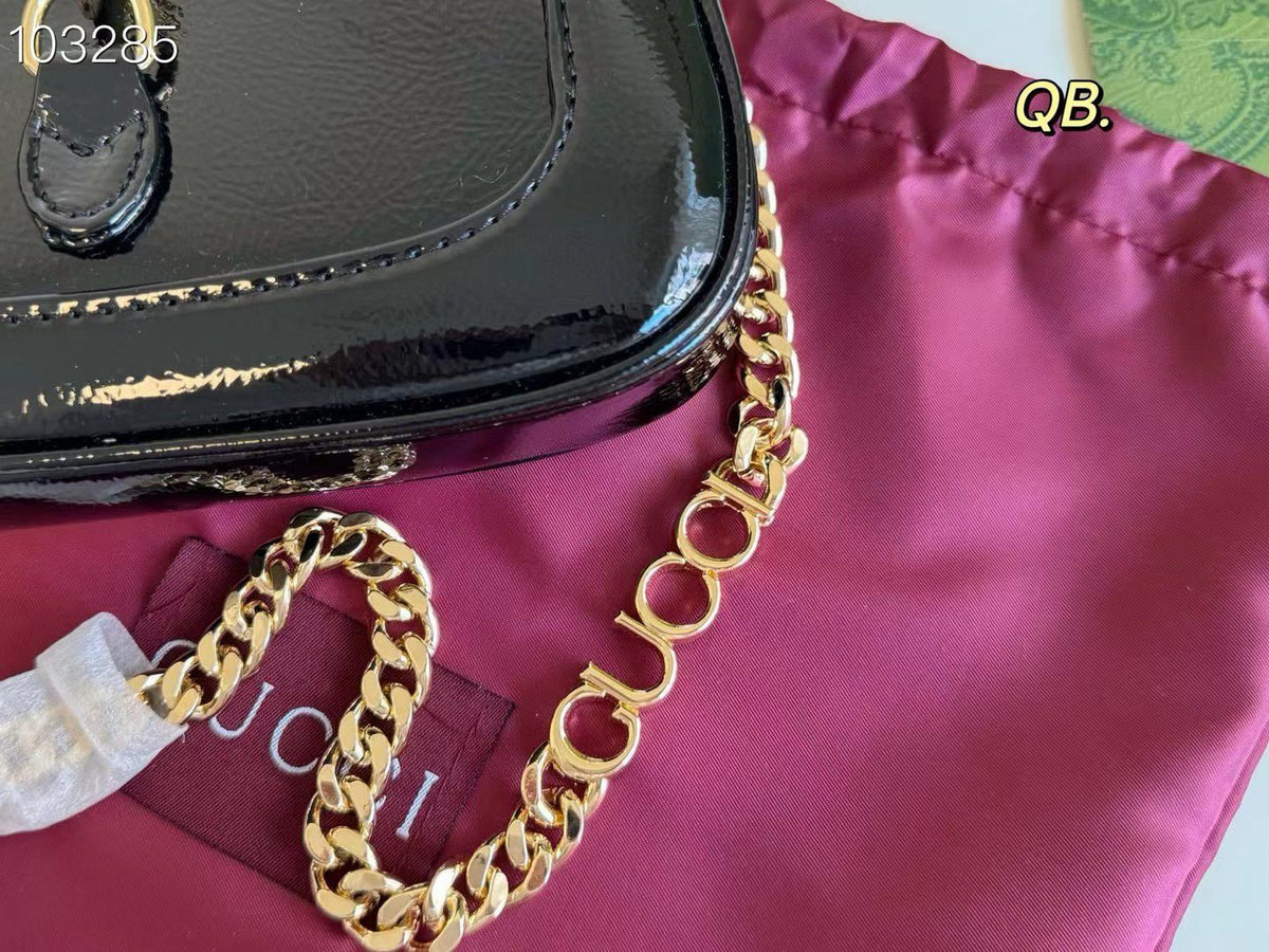 Gucci Jackie Notte Mini Patent Leather Shoulder Bag with Box