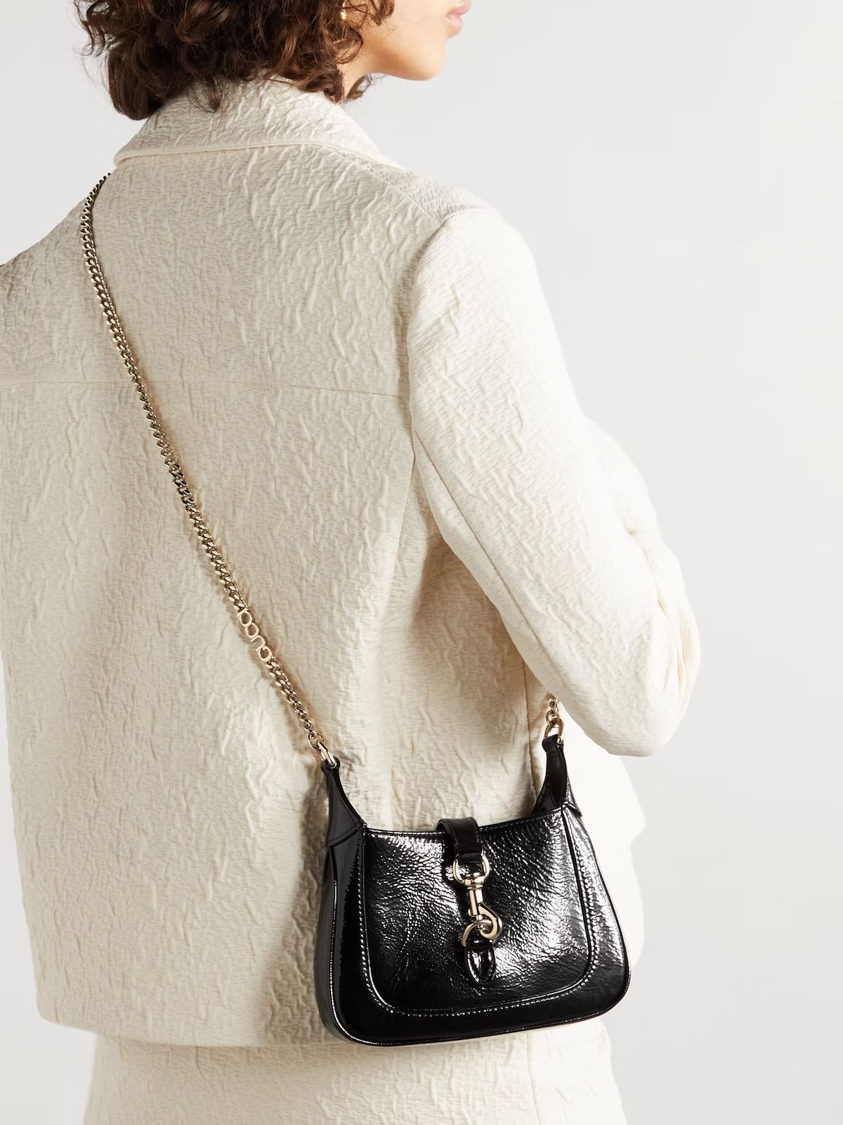 Gucci Jackie Notte Mini Patent Leather Shoulder Bag with Box