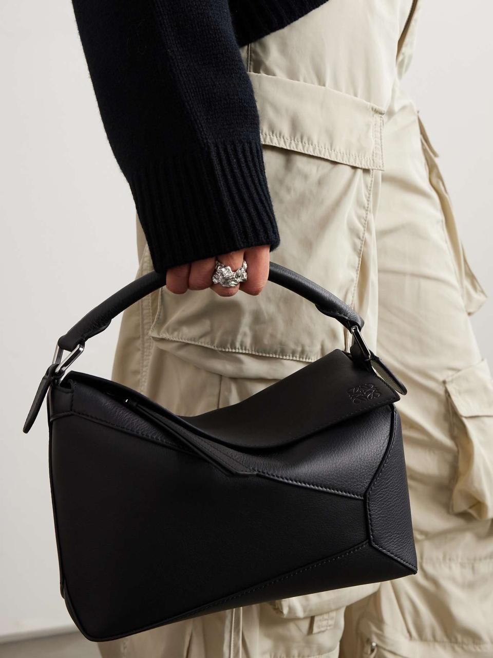 Loewe Puzzle Edge Medium Top-Handle Bag in Soft Grained Leather with Box