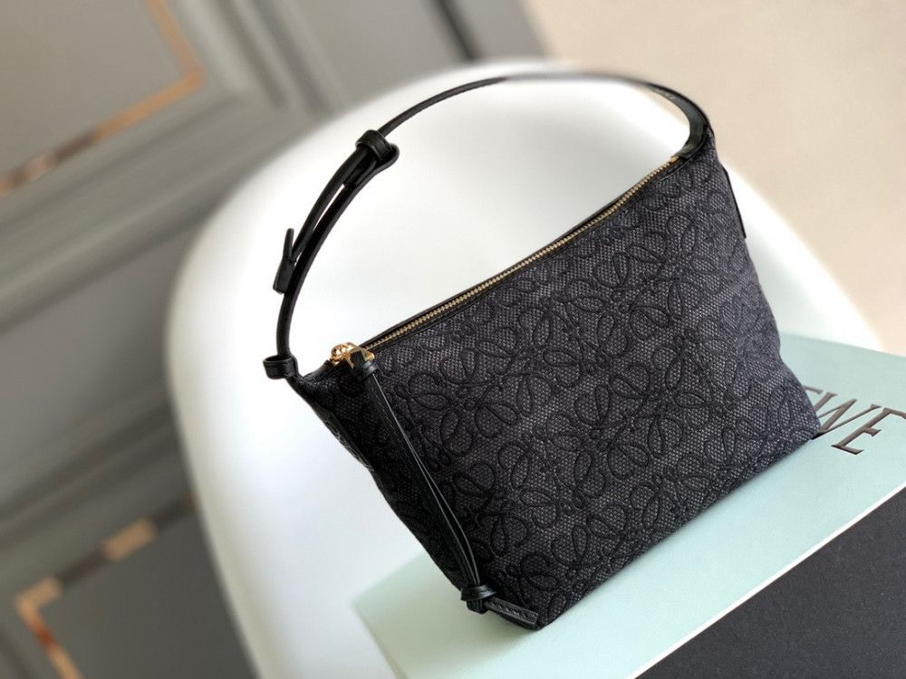 Loewe Small Cubi Anagram Jacquard Canvas Shoulder Bag with Box