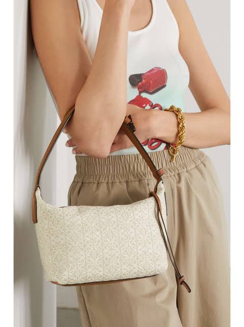 Loewe Small Cubi Anagram Jacquard Canvas Shoulder Bag with Box