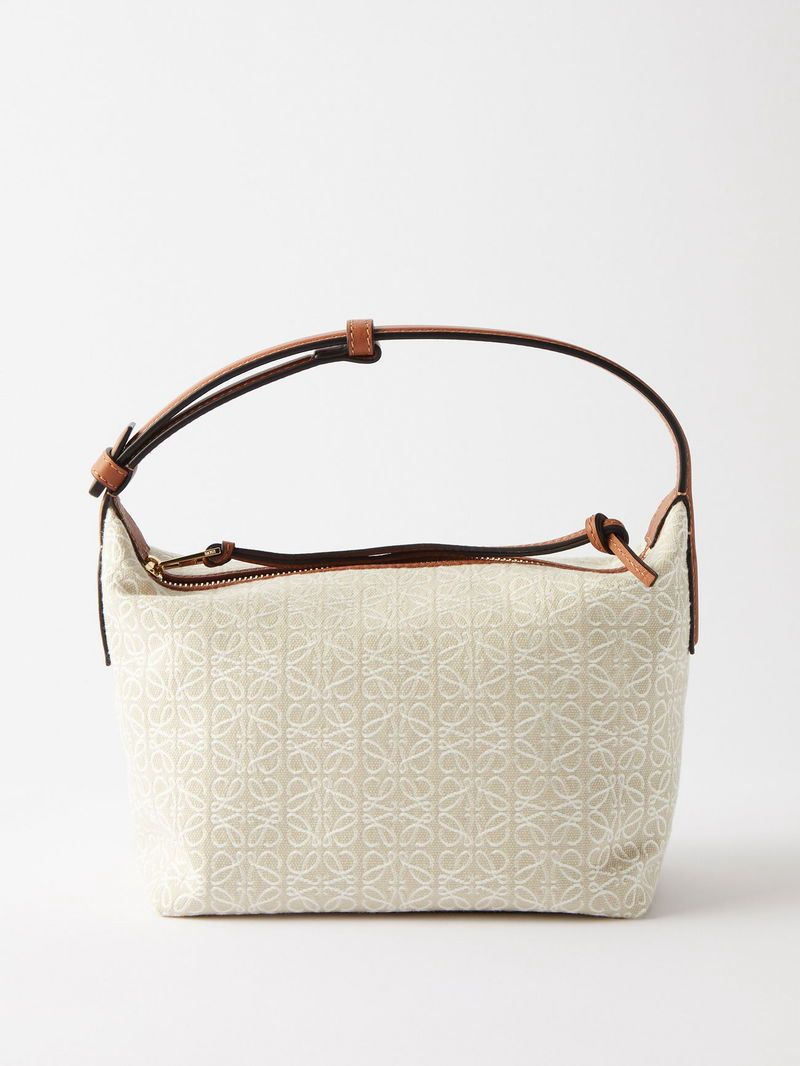 Loewe Small Cubi Anagram Jacquard Canvas Shoulder Bag with Box