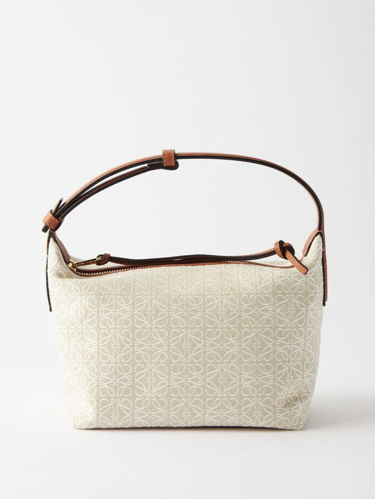 Loewe Small Cubi Anagram Jacquard Canvas Shoulder Bag with Box