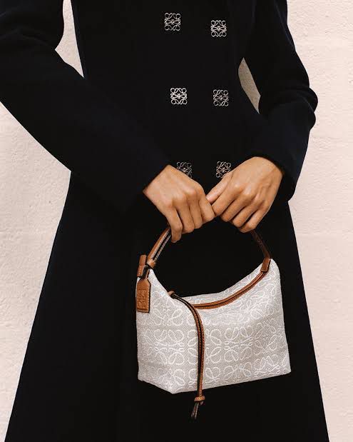 Loewe Small Cubi Anagram Jacquard Canvas Shoulder Bag with Box