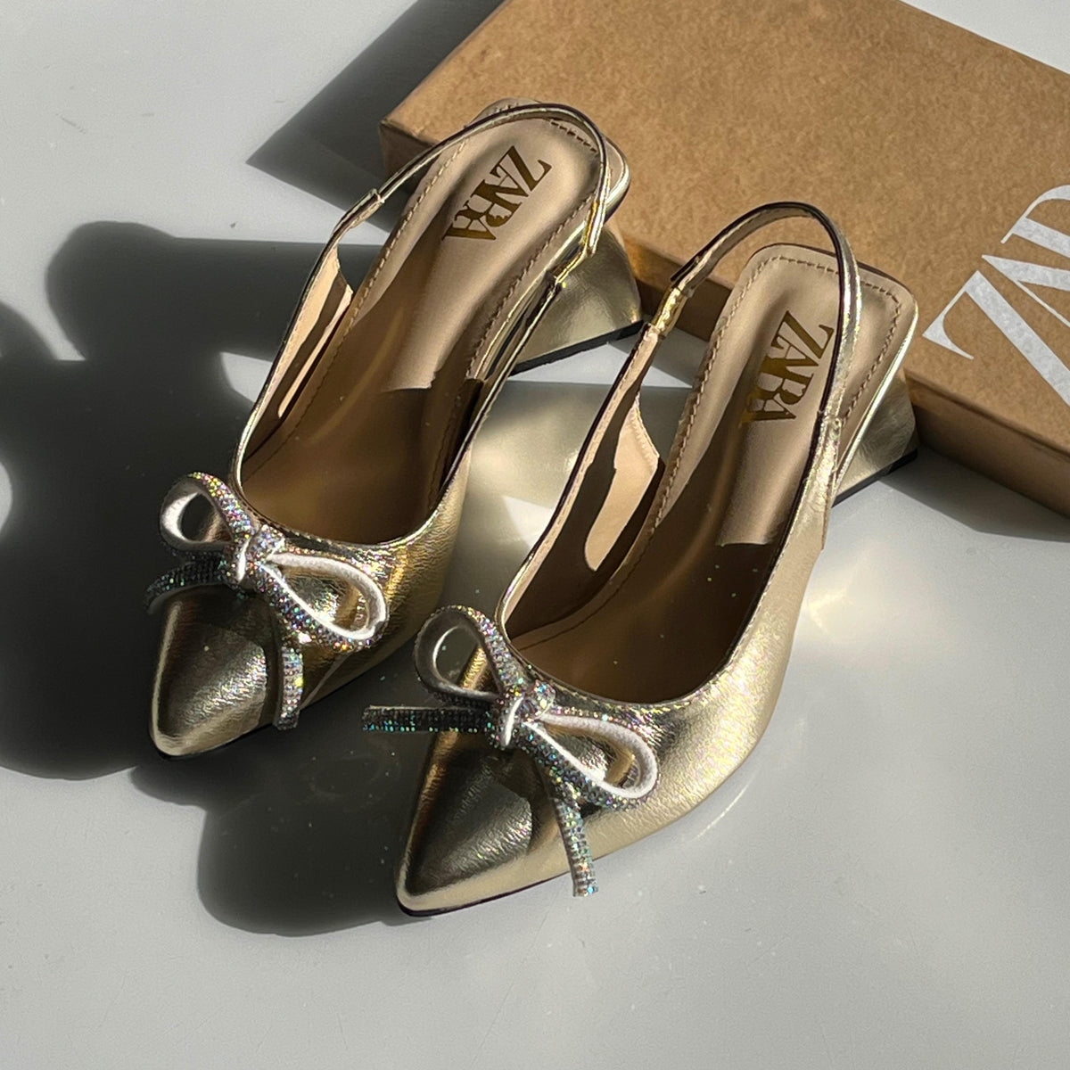 Charles & Keith Satin Butterfly Embellished Pointed-Toe Mules