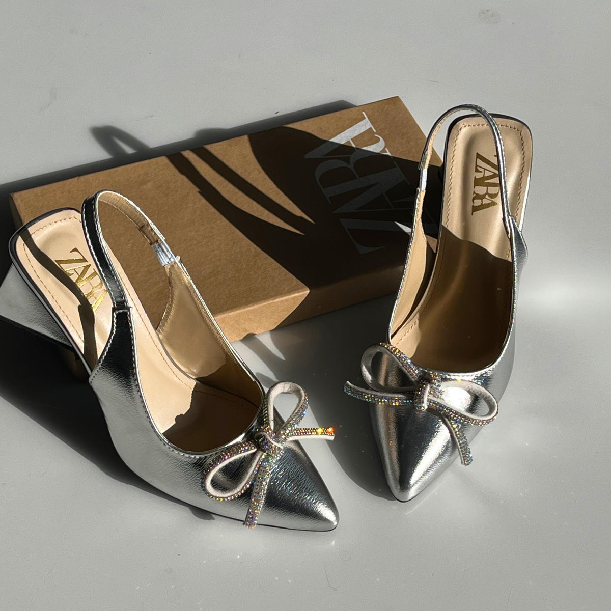 Charles & Keith Satin Butterfly Embellished Pointed-Toe Mules