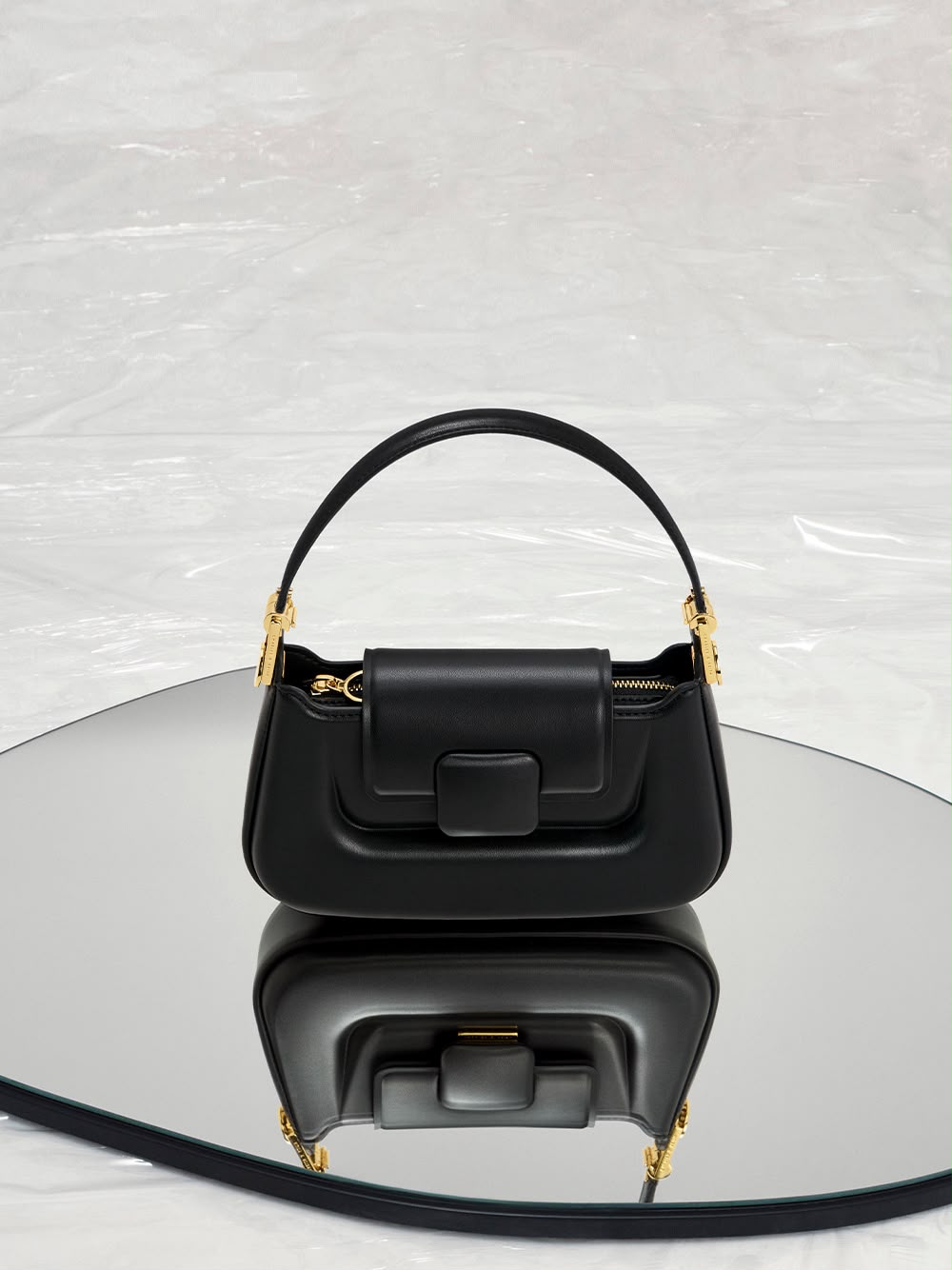 Charles & Keith | Koa Push-Lock Top Handle Bag with Box