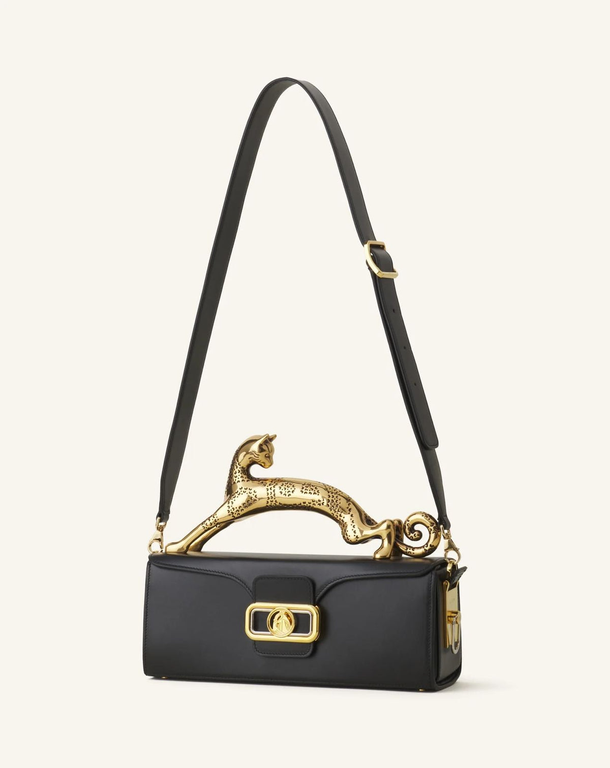 LANVIN | Pencil Cat Bag in Shiny Leather & Rhinestones with Box