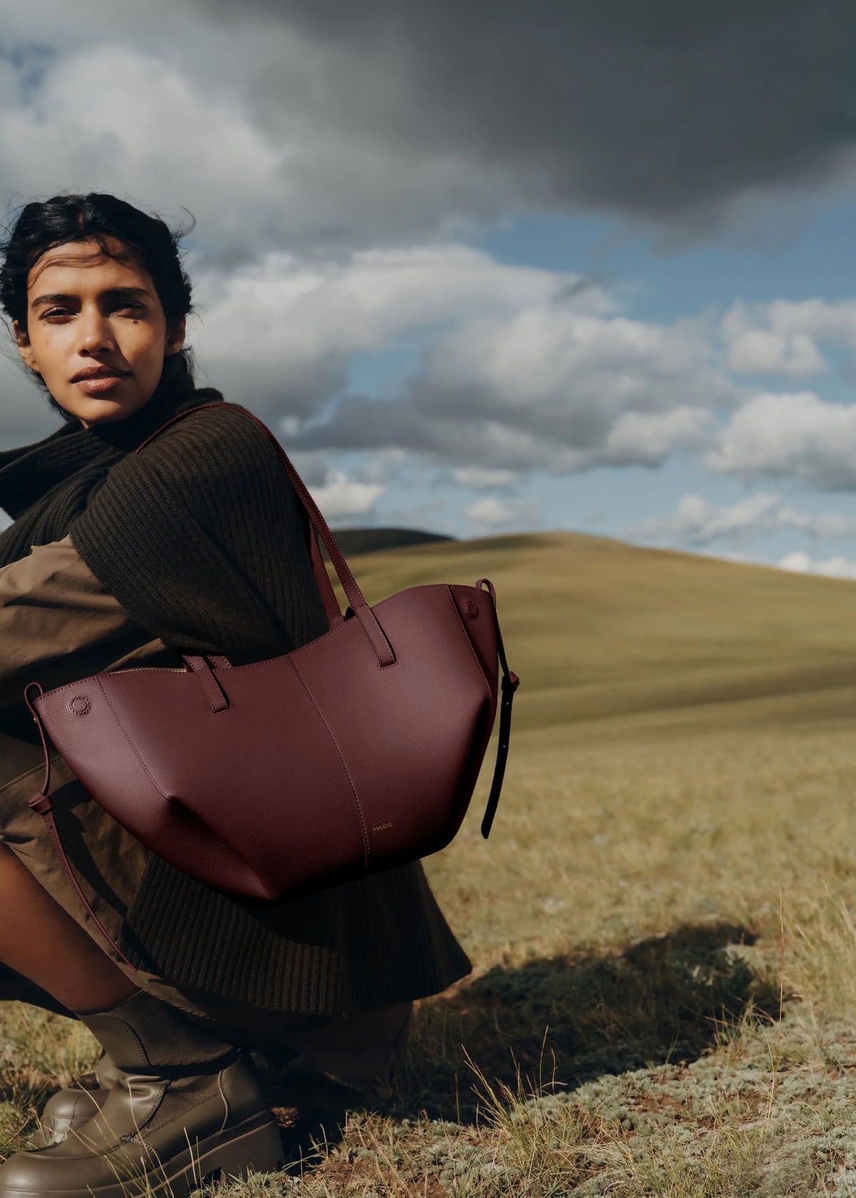 POLÈNE CYME Leather Tote Bag with Box