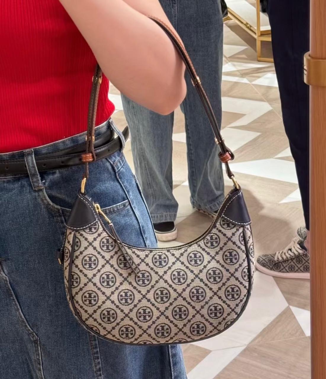 Tory Burch T Monogram Crescent Bag with Box