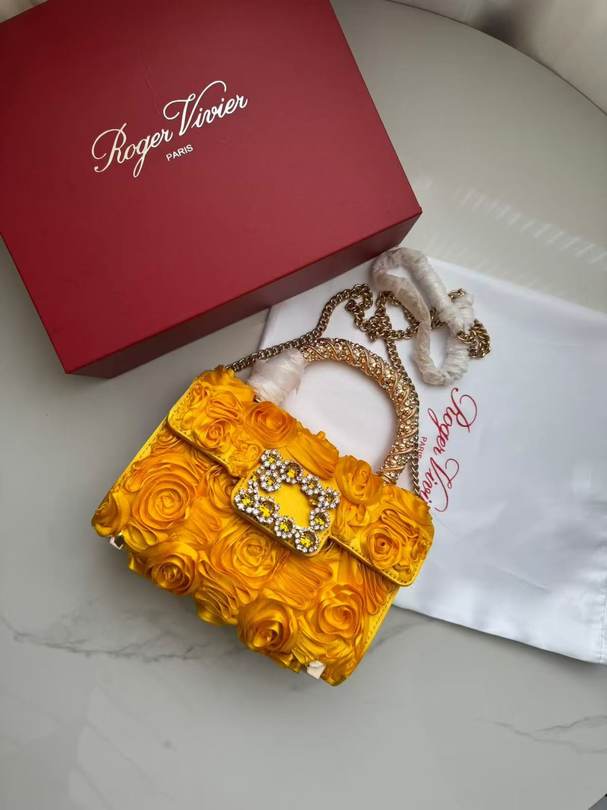 Roger Vivier Jewel Efflorescence Mini Bag in Satin with Box