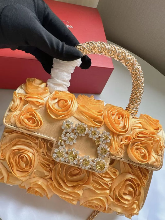 Roger Vivier Jewel Efflorescence Mini Bag in Satin with Box
