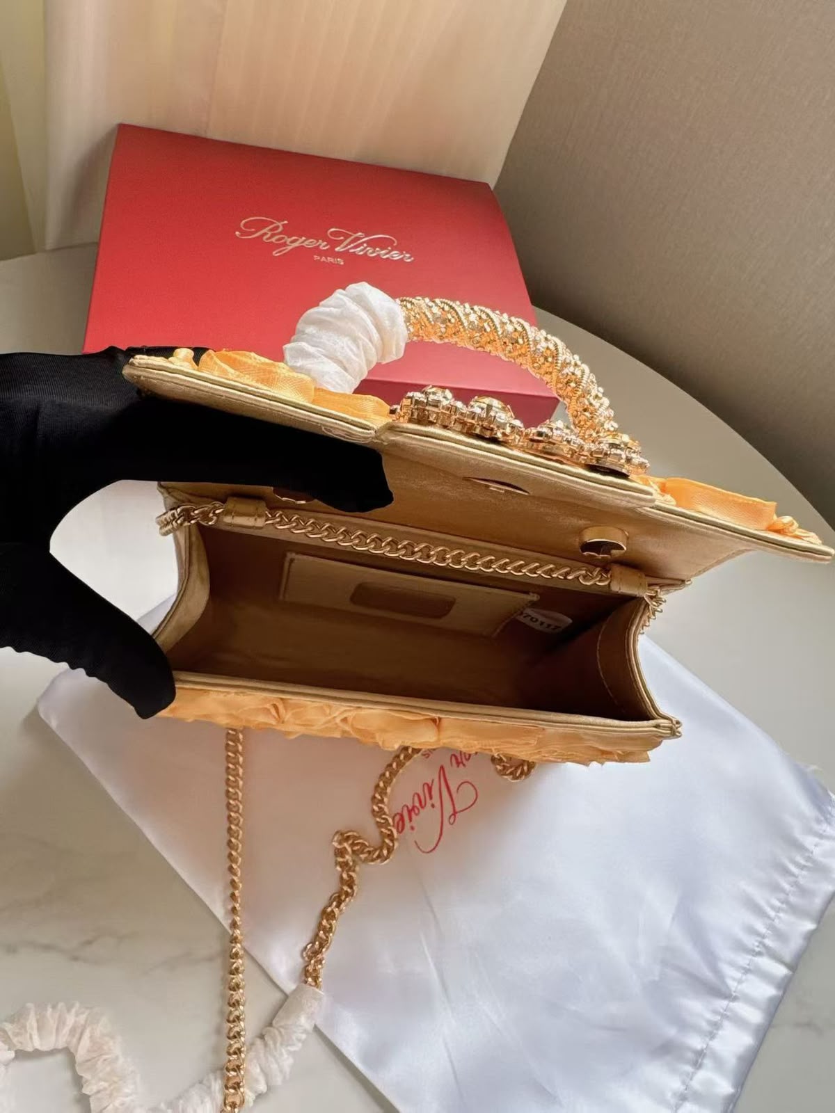Roger Vivier Jewel Efflorescence Mini Bag in Satin with Box