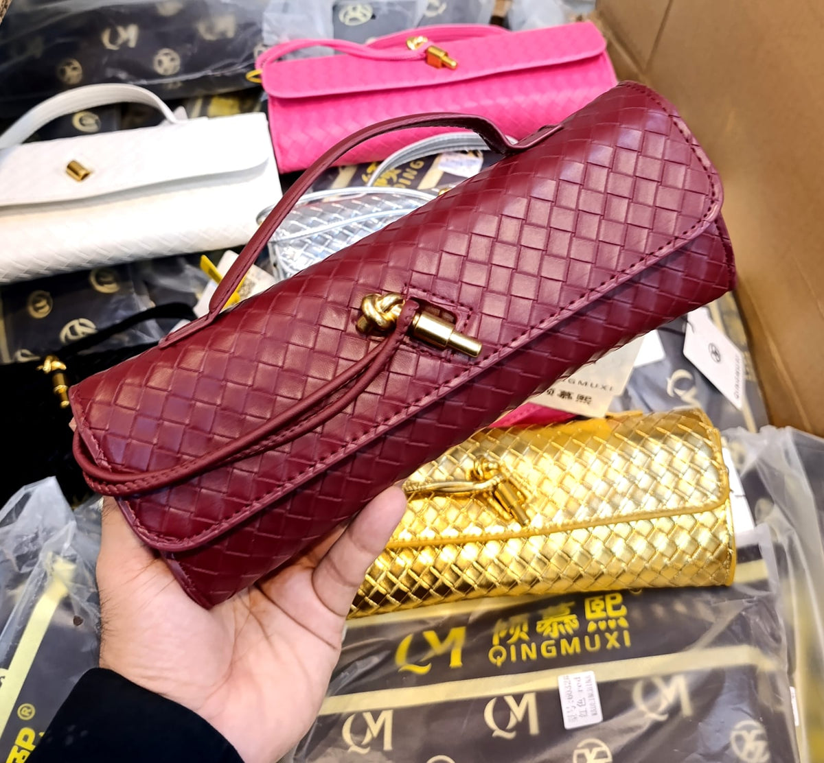 Bottega Veneta Andiamo Burgundy Long Clutch