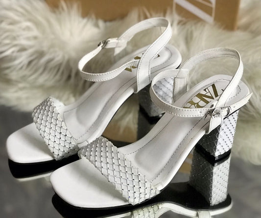 Zara Rhinestone Embellished Block Heels