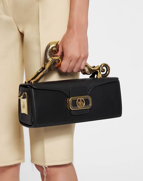 LANVIN | Pencil Cat Bag in Shiny Leather & Rhinestones with Box