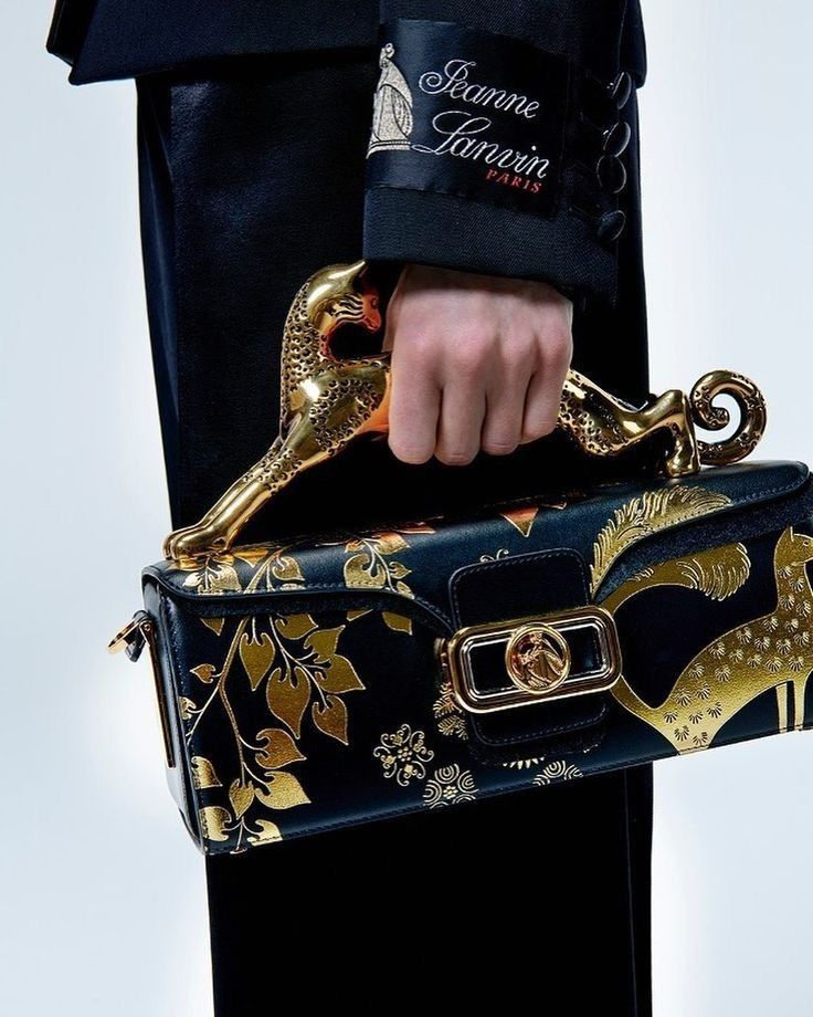 LANVIN | Pencil Cat Bag in Shiny Leather & Rhinestones with Box