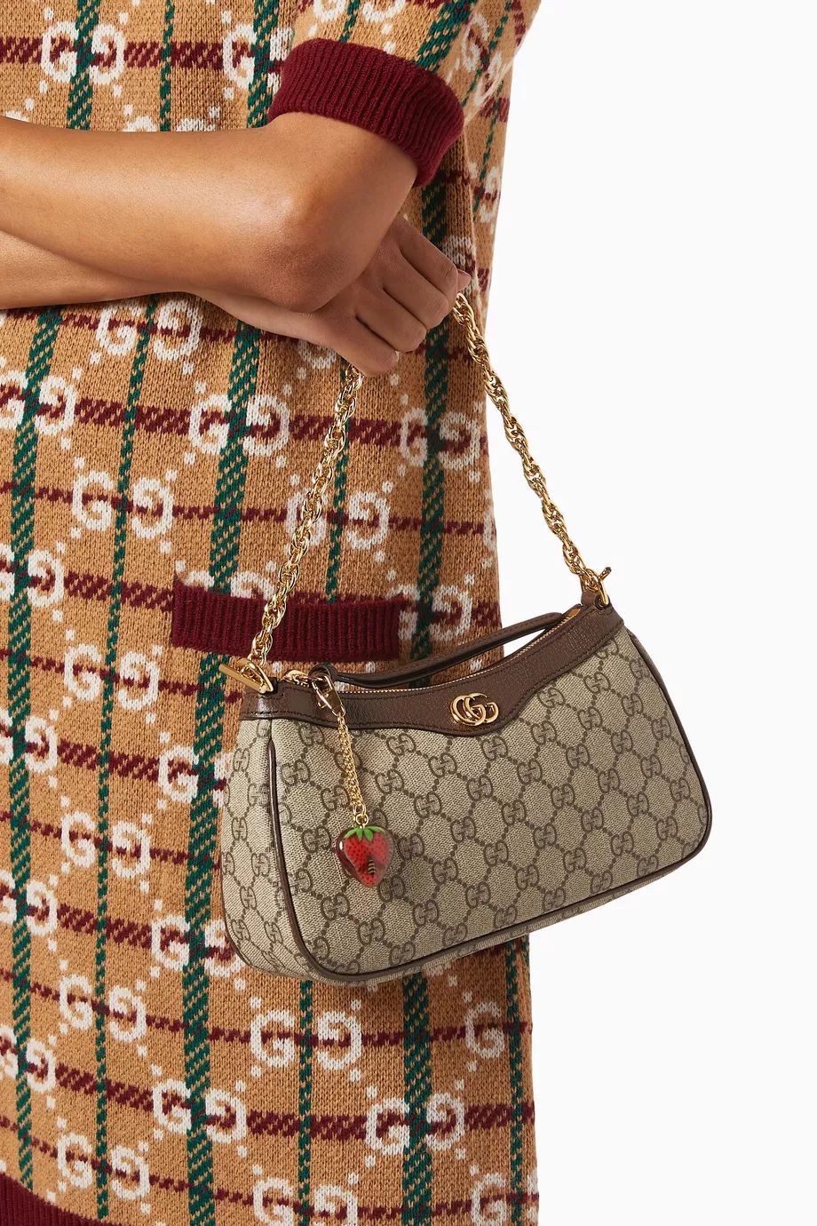 GUCCI Ophidia Strawberry Shoulder Bag with Box