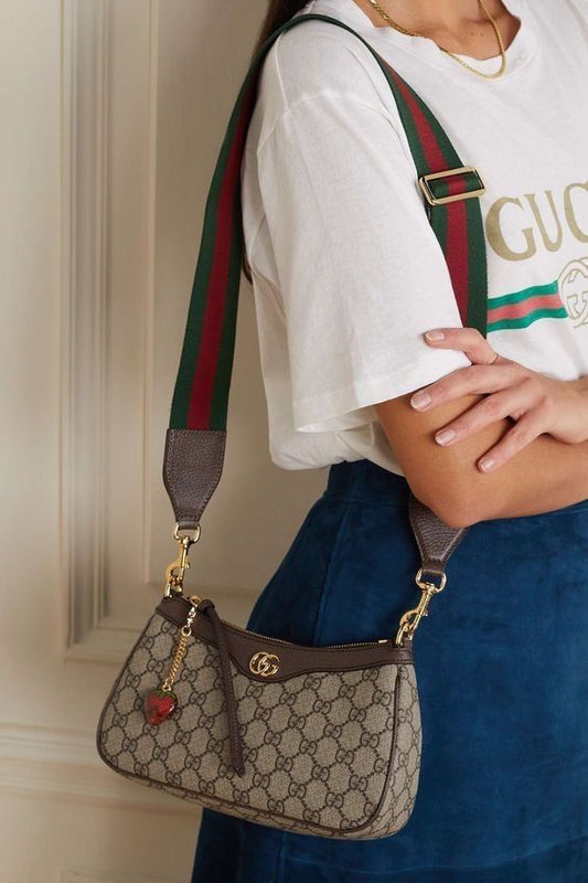 GUCCI Ophidia Strawberry Shoulder Bag with Box