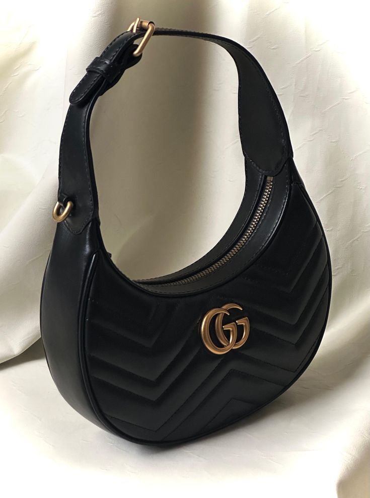 Gucci GG Marmont Half-Moon Shaped Mini Bag with Box